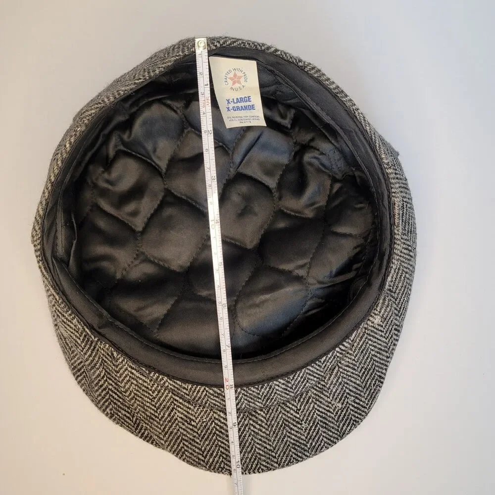 Vintage Wool Herringbone Flat Cap Hat XL Made in USA – Flaws Shown